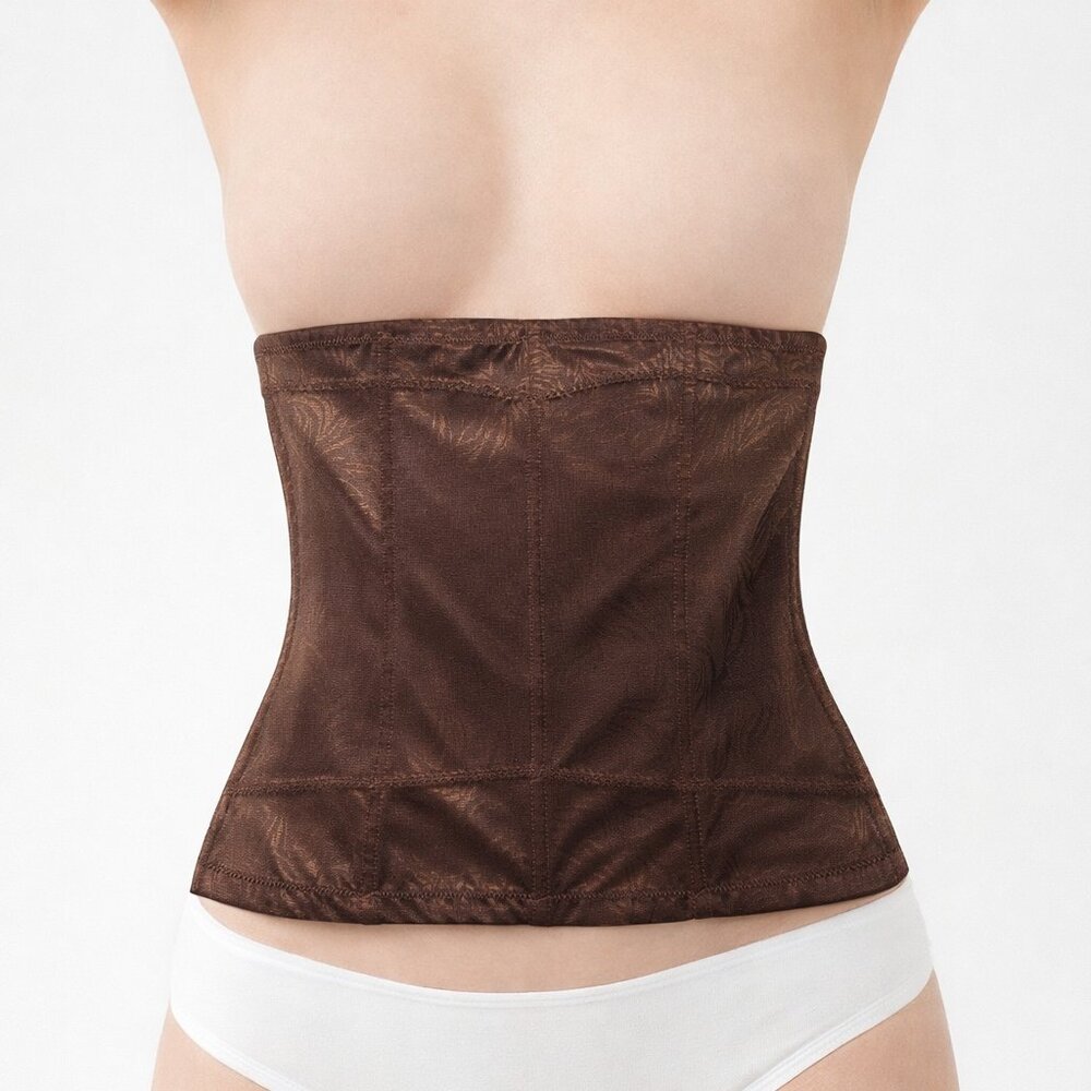 Maidenform Flexees Waist Shaper Corset Brown Boned Stripes Shapewear 2XL